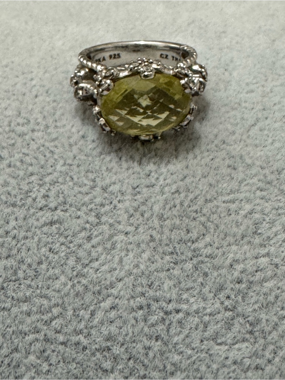 Judith Ripka Silver Lemon Quartz Floral Rope Ring - Picture 6 of 7